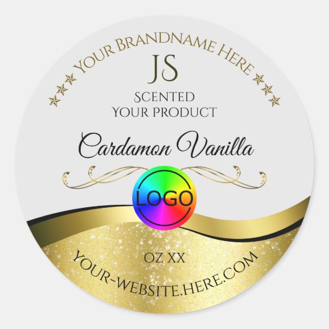 Wavy Gold Decor on Light Grey Logo Monogram Label (Front)