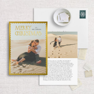 Wavy Gold Frame Classic Merry Christmas  Foil Holiday Card