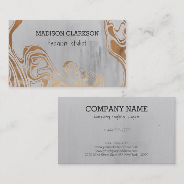 Wavy Gold Glitter  Business Card (Front/Back)