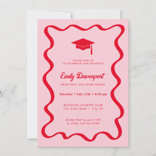 Wavy Graduation Invitation Photo on back