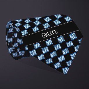 Wavy Greece Flag Pattern Tie