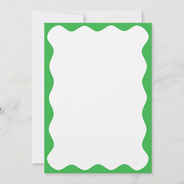 Wavy Green Border Christmas Blank Custom Text Invitation (Front)