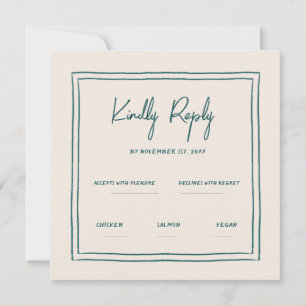 Wavy Green Handwriting Retro Wedding Rsvp  Invitation