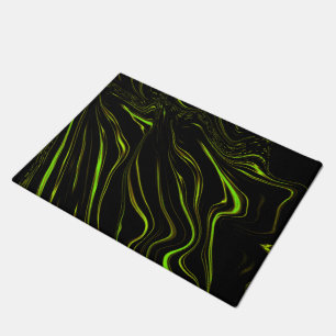 Wavy green long strokes on dark background doormat
