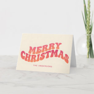 Wavy Groovy Script Merry Christmas Holiday Card