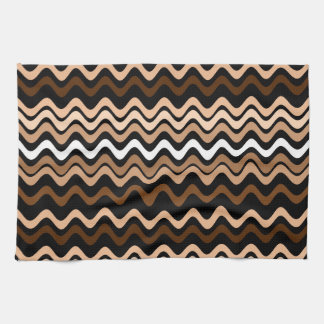 Wavy Groovy Stripes Dark Brown Tea Towel