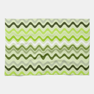 Wavy Groovy Stripes Light Green Tea Towel