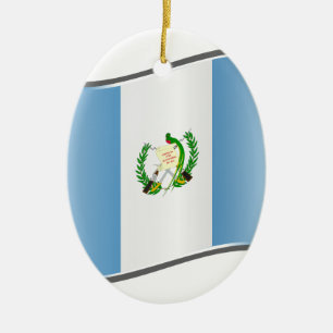 Wavy Guatemala Flag Ceramic Tree Decoration