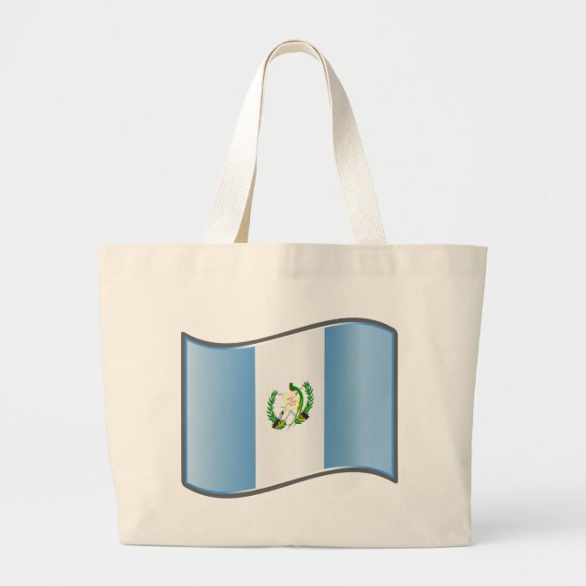 Wavy Guatemala Flag Large Tote Bag (Front)