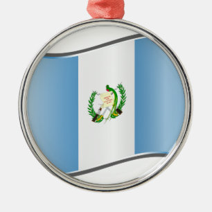 Wavy Guatemala Flag Metal Tree Decoration