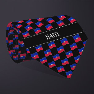 Wavy Haiti Flag Pattern  Tie