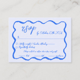 Wavy Hand Drawn Scribble Squiggle RSVP Wedding Enclosure Card