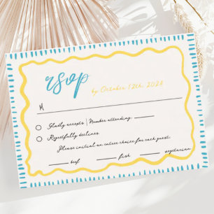 Wavy Hand Drawn Scribble Squiggle RSVP Wedding  Enclosure Card