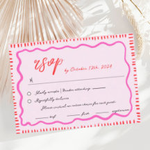 Wavy Hand Drawn Scribble Squiggle RSVP Wedding 