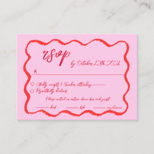 Wavy Hand Drawn Scribble Squiggle RSVP Wedding Enclosure Card