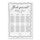 Wavy Hand written Wedding Seating Chart 8 Tables 