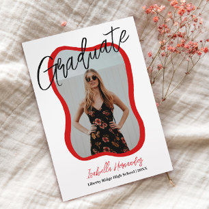 Wavy handwritten graduation Announcement Postcard