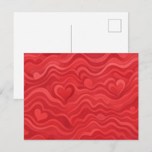 Wavy Heart Pattern Greeting Card Retro Love