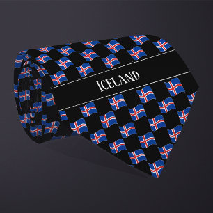 Wavy Iceland Flag Pattern  Tie