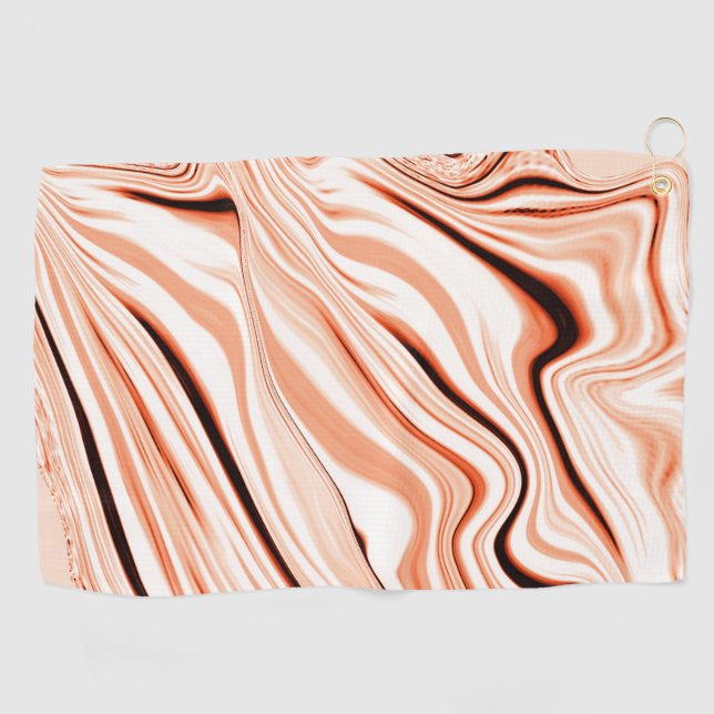 Wavy in shades of beige, curved brown cylinder golf towel (Horizontal)