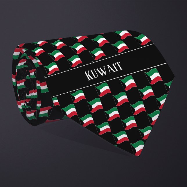 Wavy Kuwait Flag Pattern  Tie (Creator Uploaded)