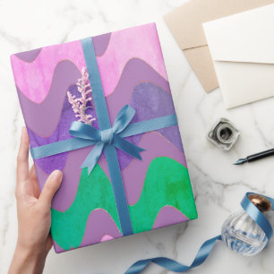 Wavy Lavender Green Colourful Wrapping Paper