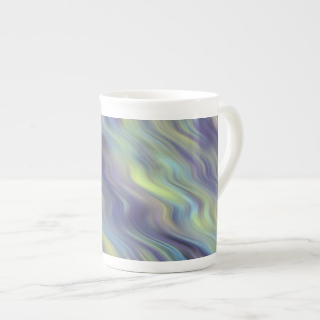 Wavy Lavender Texture Bone China Mug (Front Right)