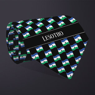 Wavy Lesotho Flag Pattern  Tie