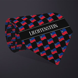 Wavy Liechtenstein Flag Pattern  Tie