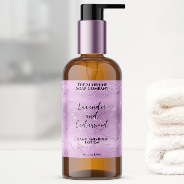 Wavy lilac foil & glitter cosmetics bottle label (Creator Uploaded)
