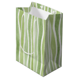 Wavy Lime Green Cream Stripes Medium Gift Bag