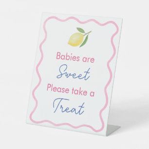 Wavy Line Babies Are Sweet Baby Shower Favour Pedestal Sign