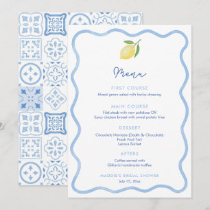 Wavy Line Border Lemon Wedding Shower Place Card