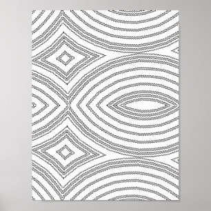 Wavy Line Diamond Pattern Colouring Page Design Poster