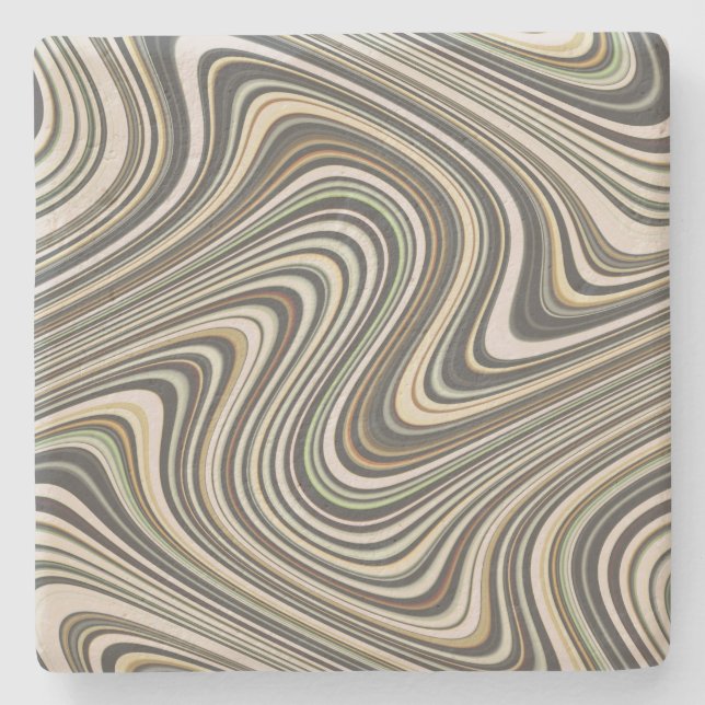 Wavy Line Pattern Stone Coaster (Front)