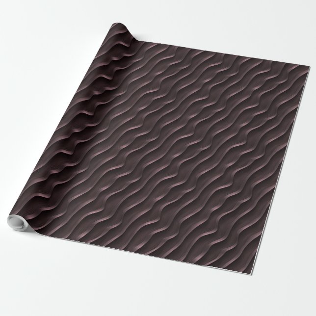 Wavy Lines Dark Background Minimalist Pattern Wrapping Paper (Unrolled)