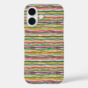 Wavy Lines Earth Tone Hippie All Over Print iPhone 16 Case
