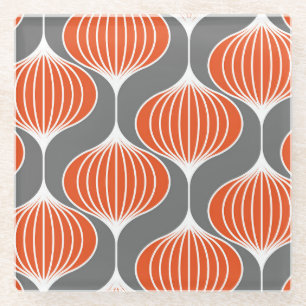 Wavy lines: geometric vintage pattern. glass coaster