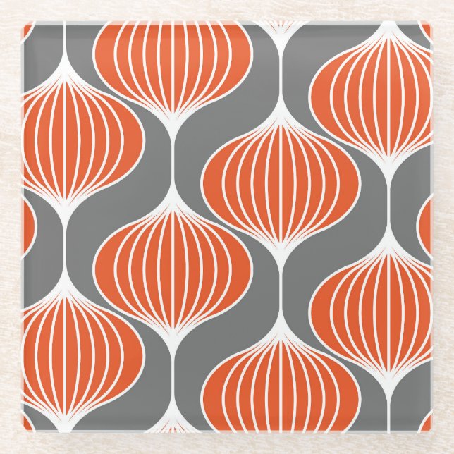Wavy lines: geometric vintage pattern. glass coaster (Front)