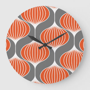 Wavy lines: geometric vintage pattern. large clock