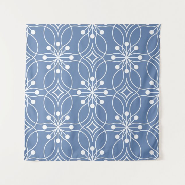Wavy Lines Geometric Vintage Pattern Tapestry (Front)