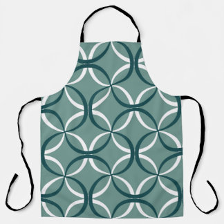 Wavy Lines Green Seamless Pattern Apron