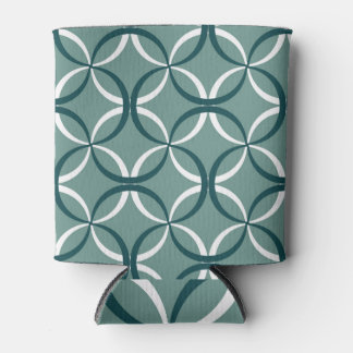 Wavy Lines Green Seamless Pattern Can Cooler