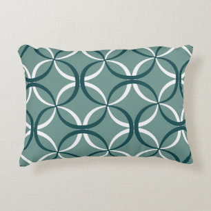 Wavy Lines Green Seamless Pattern Decorative Cushion