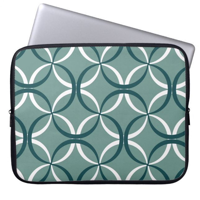 Wavy Lines Green Seamless Pattern Laptop Sleeve (Front)