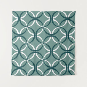 Wavy Lines Green Seamless Pattern Tapestry