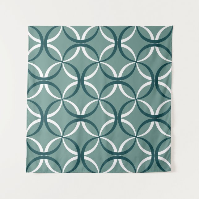 Wavy Lines Green Seamless Pattern Tapestry (Front)