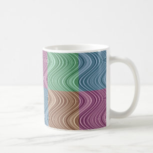 Wavy Lines in Blue/Brown/Green/Purple Coffee Mug