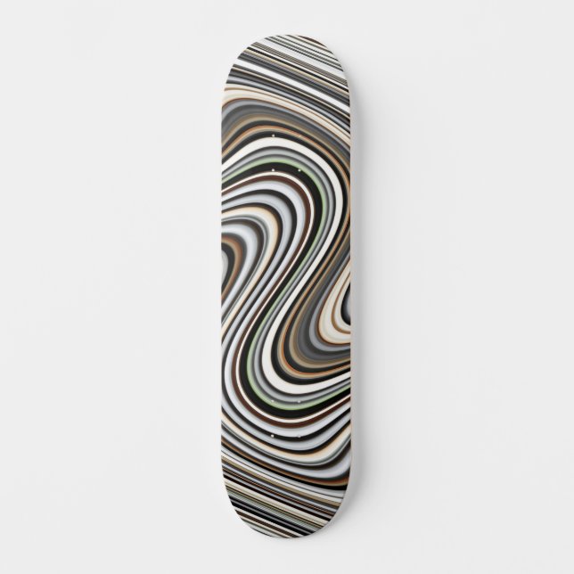 Wavy Lines in Light Brown/Beige/Turquoise Blue Skateboard (Front)