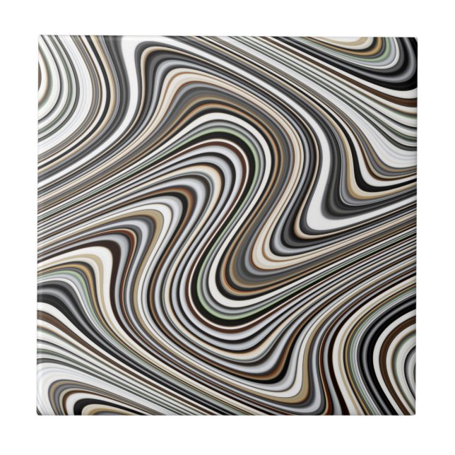 Wavy Lines - Light Brown/Sand/Beige/Turquoise/Blue Tile (Front)